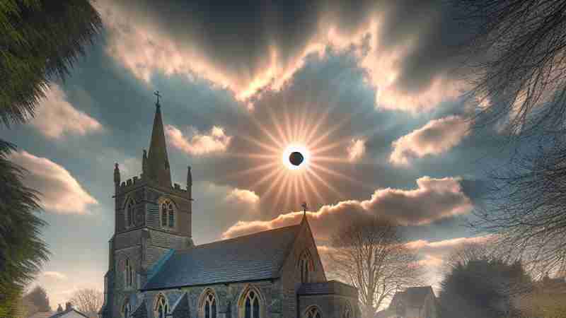 Solar Eclipse: Churches Prepare to Welcome Worshippers and Visitors Alike, Concept art for illustrative purpose, tags: auf - Monok